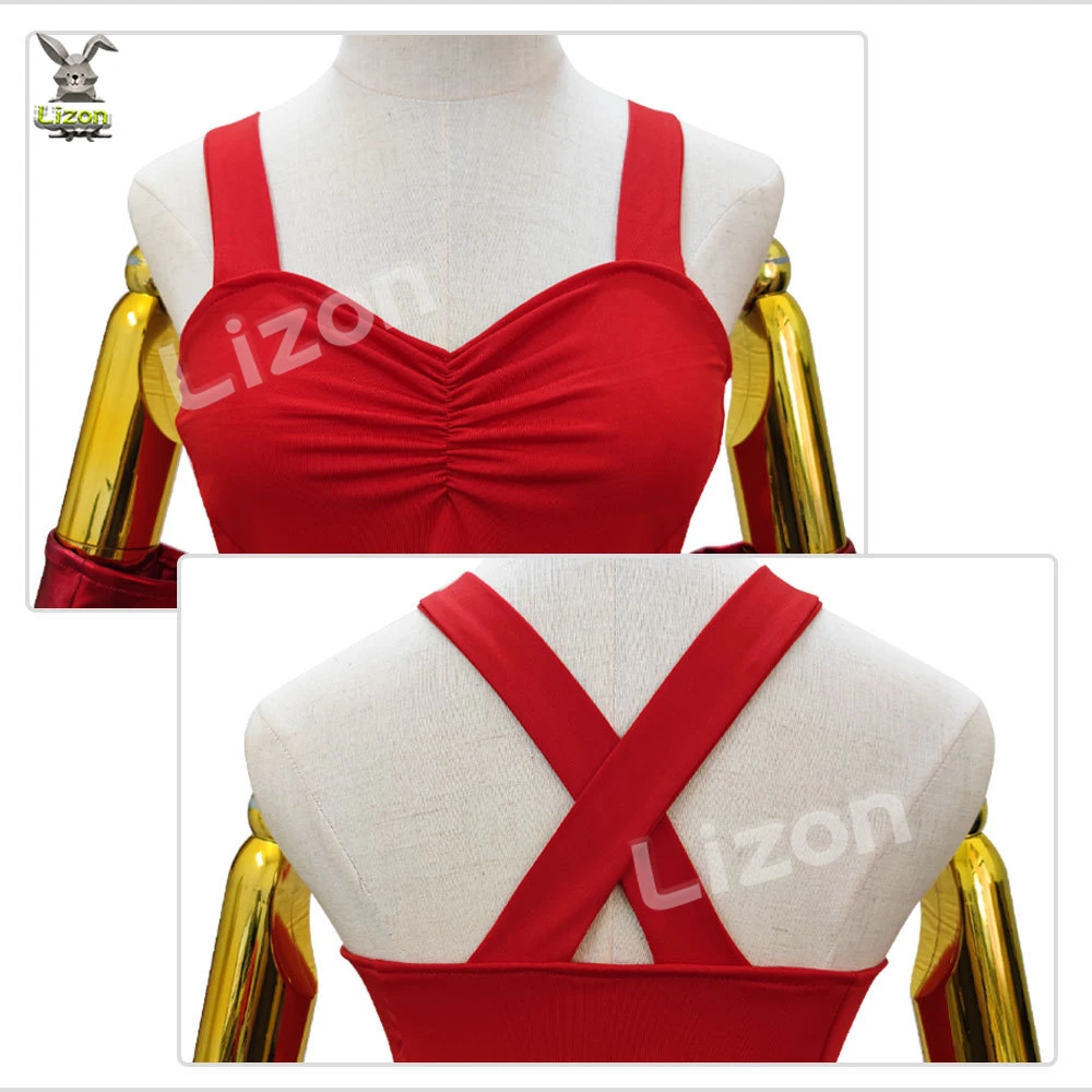 Алая ведьма косплей с красным комбинезоном ботинки перчатки и головной убор Wanda