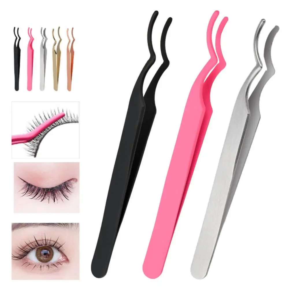 

False Eyelash Tweezers False Eyelashes Applicator Stainless Steel Eyelash Extension Curler Nipper Clip Clamp Makeup Tools