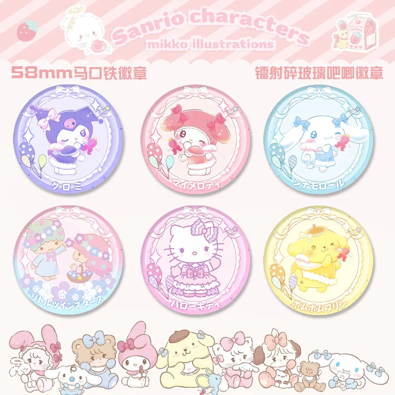 

Sanrio Cartoon Badge Pin My Melody Cinnamoroll Anime Kuromi Iron Brooch Student Bag Clothes Pendant Clothing Accessories Gift