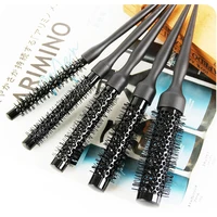 professional black round hair comb hairdressing curling hair brushes nylon ceramic iron tube round comb salon styling tools