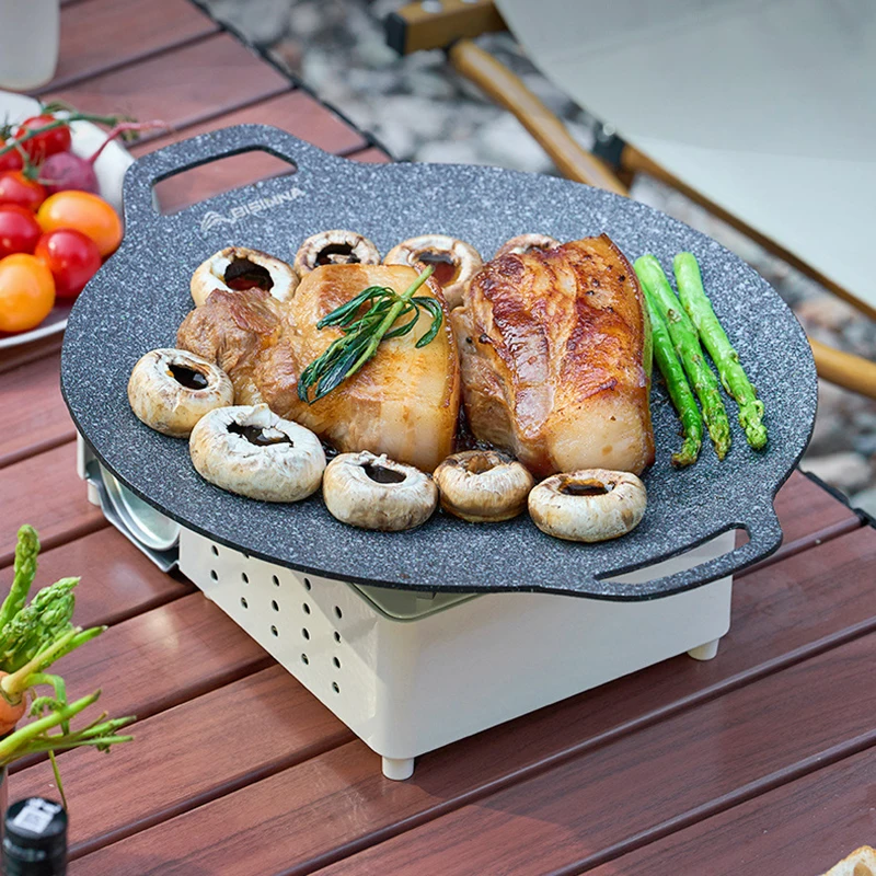 

Multipurpose Small Cooking Fried Pan Non-stick coating Barbecue Plate Portable Home Kitchen Outdoor Camping Use 30cm 11.8" 380g