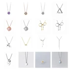 Цепочка INZATT из настоящего серебра 925 пробы с круглым кулоном с цирконом