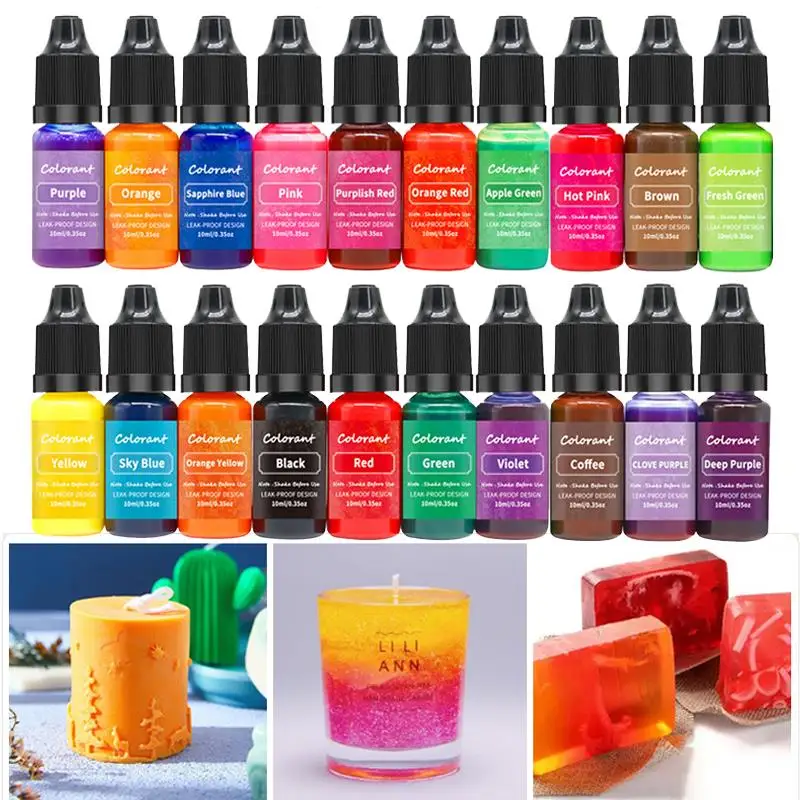 

20 Color/Set 10ml Resin Pigment Liquid Colorant For DIY Candle Soap Coloring Dye Casting Mold Handmade Craft Making Pigment