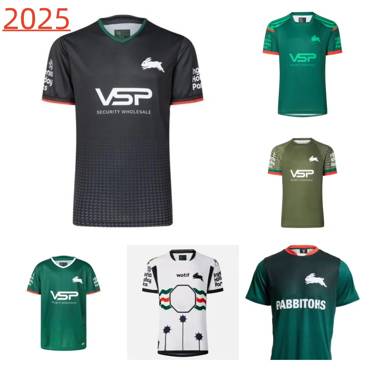 Фото Мужская профессиональная тренировочная футболка Rabbitohs 2025/рубашка для бега «Капитан», размер; S-5XL — высокое качество №1