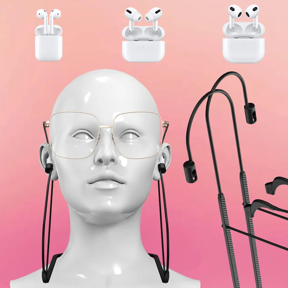 

For Apple Airpods 3/2/1/Pro Soft Anti-Lost Strap Cord for Earbuds Sunglasses Sport Earphone Silicone Hanging Neck Rope Lanyard