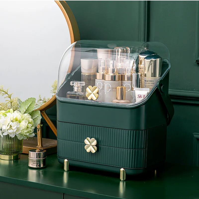 

Прозрачная коробка для хранения косметики, акриловый Настольный органайзер для косметики, ювелирных украшений, пыленепроницаемый ящик для...