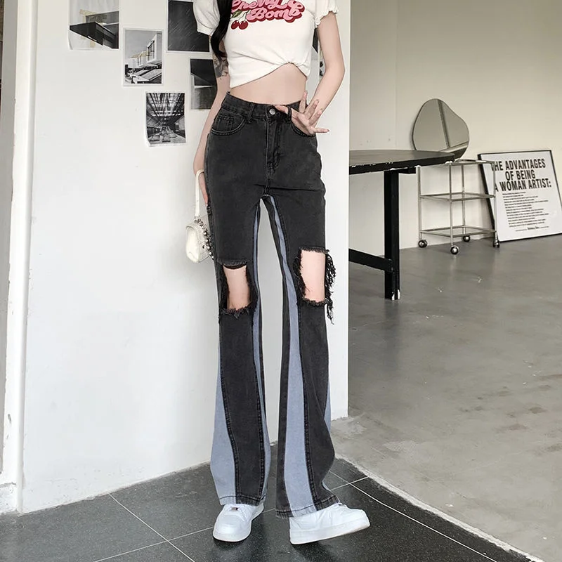 

ILARES Streetwear High Waist Women's Pants Woman 2022 Y2k Korean Fashion Jean Traf Baggy Jeans Chic Point Female Jeans Ripped