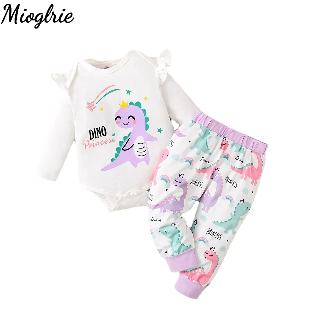 0-24M Toddler Infant Baby Girl Clothes Set Print Long Sleeves Bodysuit Suit Baby Girl Romper Outfit Newborn Girl Spring Clothing