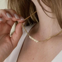 customized personalised name necklace for women stainless steel jewelry men gold cuban chains choker collar nombre personalizado