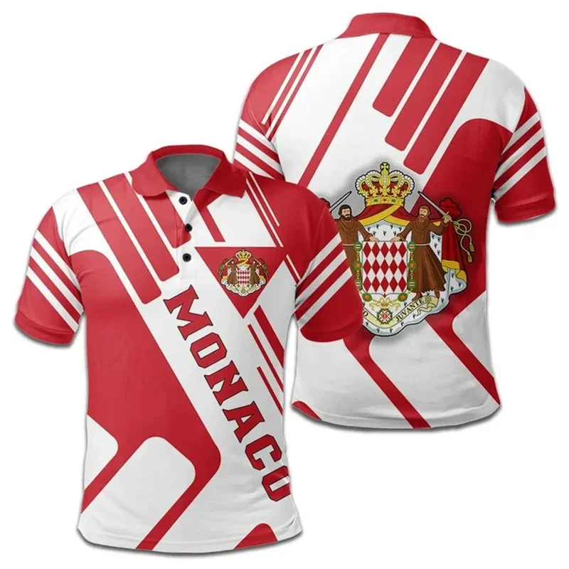 Рубашка-поло мужская с принтом флага Монако модная повседневная теннисная майка