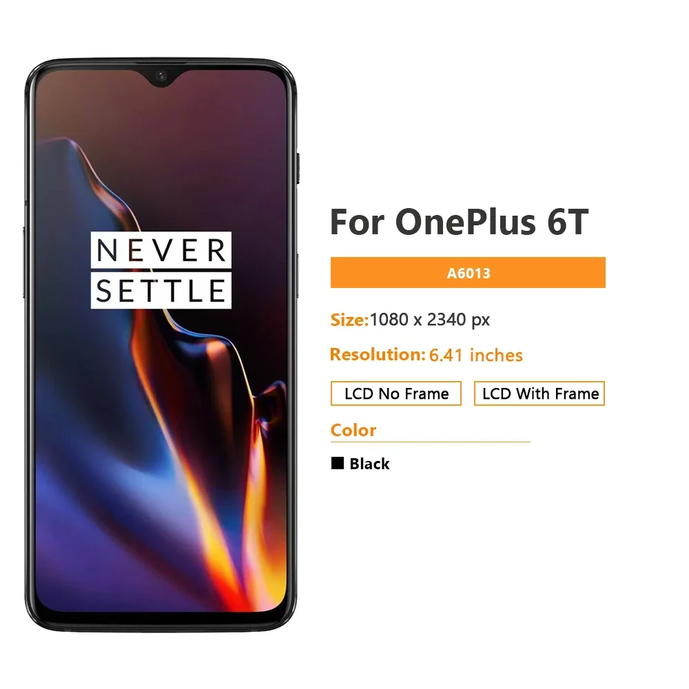 ЖК-дисплей для 1 + 6T AMOLED Oneplus с рамкой 6 41 дюйма One Plus A6010 A6013 цифровым