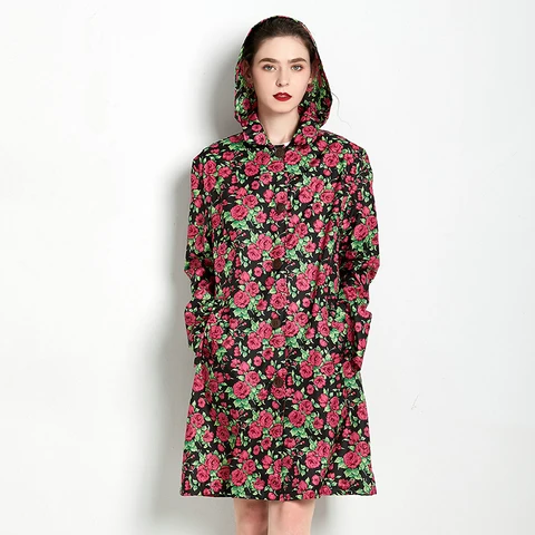 Дышащий плащ для женщин, плащ с цветами, Водоотталкивающая куртка-пончо, портативный дождевик для женщин
