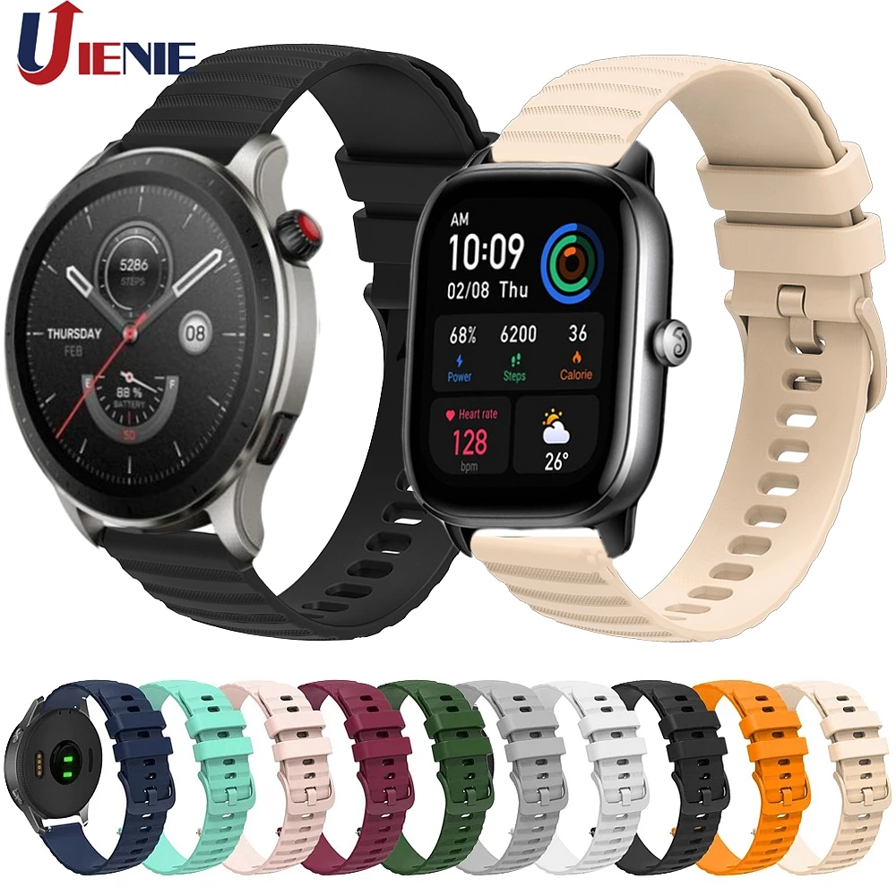 

Ремешок силиконовый для часов Huami Amazfit GTR 4/3/3Pro/gtr, браслет для 47 мм Amazfit Bip 3/GTS/2/2e/4/2, 22/20 мм