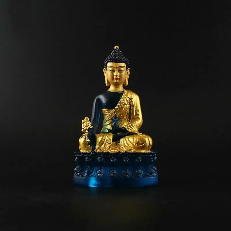 

Тибетский буддизм ручная роспись полимерная позолоченная статуя Будда медицина