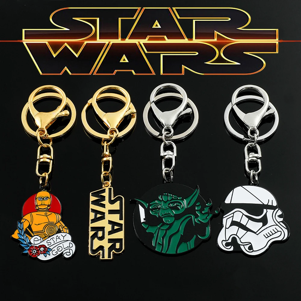 

Movie Star Wars Collection Pendant Keychain Cartoon Imperial Stormtrooper Yoda C-3PO Metal Keyring for Men Car Ornament Toy Gift