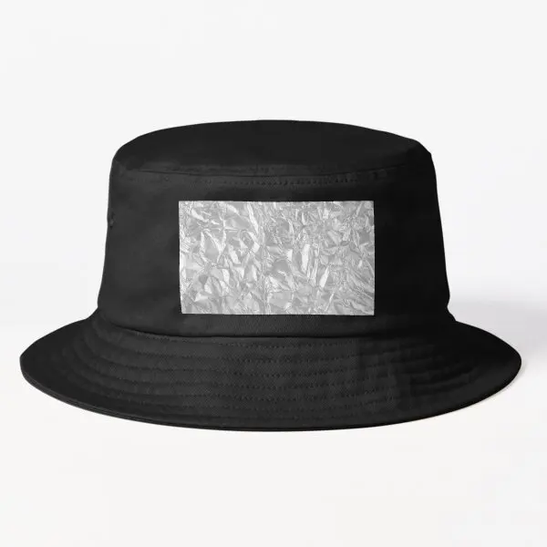 Wrinkled Tin Foil Conspiracy Theory Funn  Bucket Hat Solid Color Spring   Fish Mens Hip Hop Caps Black Women Sport Casual