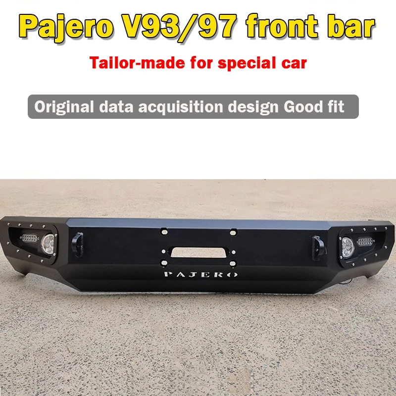 Фото Для Mitsubishi V97V93 Pajero передний бампер (с подсветкой) толстая углеродистая сталь Pajero Spotlight Rodeo бампер внешняя модификация №4