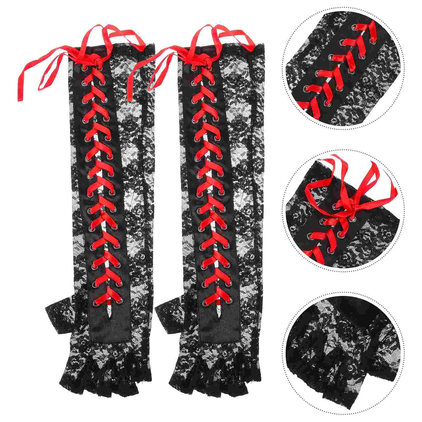 

Длинные перчатки, искусственное кружево для косплея, наряды для банкета, женская одежда в стиле панк, прочная танцевальная одежда, страшная