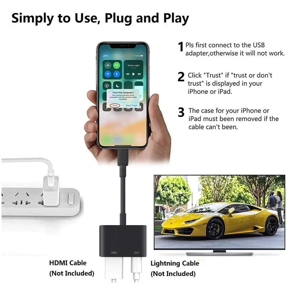 Адаптер Lightning/HDMI 1080P Lightning/Цифровой AV адаптер синхронизации экрана HDMI Разъем для