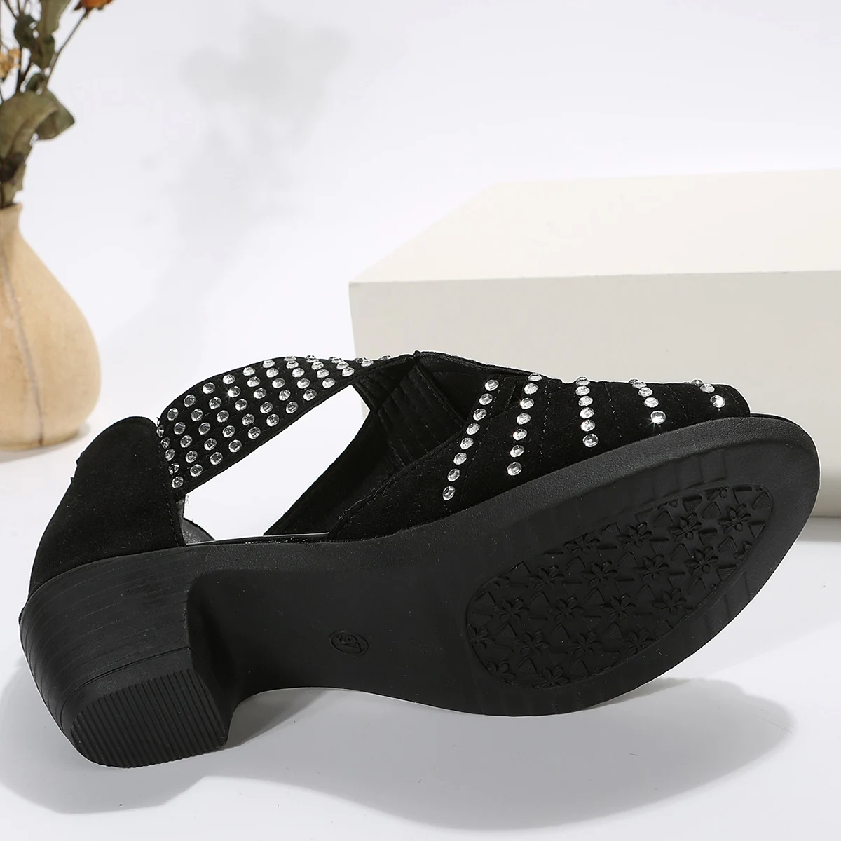 2022 new fashion comfortable dance sandals women's rhinestone zipper crystal indoor shoes women's open-toe shoes