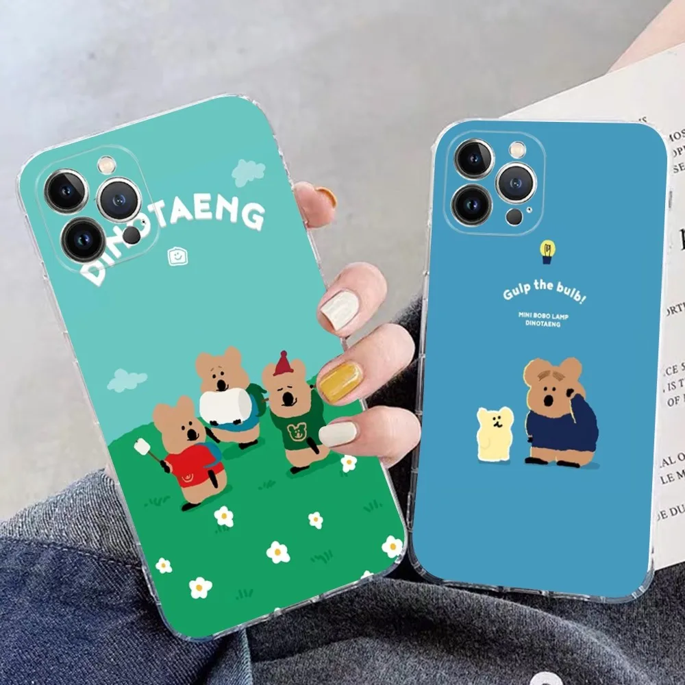 Cute D-Dinotaeng Bear Phone Case Silicone Soft for iphone 16 15 14 13 12 11 Pro Mini XS MAX Plus X Cover