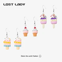resins ice cream drop earrings for women fashion personality ladies summer ice cream ear pendant jewelry wholesale direct sales