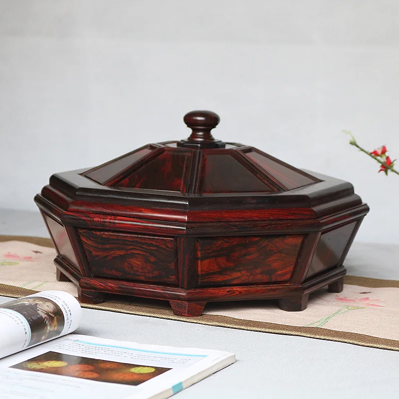 

Red Santos Rose Fruit Plate Household Living Room Coffee Table Solid Wood Candy Box Rosewood Chinese Creative Melon