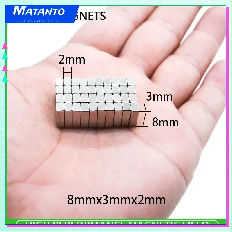 50/100/200 шт. 8x3x2 мм мощный постоянный магнитный Блок Сильный редкоземельный магнит