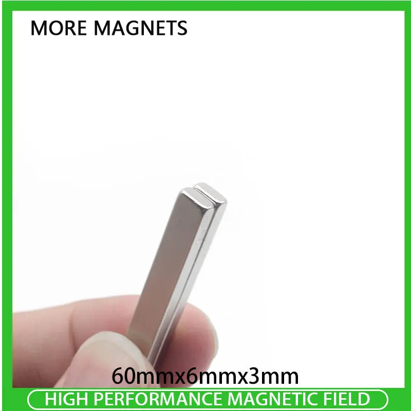 

2~50PCS 60x6x3mm Strong Neodymium Magnet Rare Earth Permanent Powerful NdFeb Magnets 60mm x 6mm x 3mm 60*6*3mm