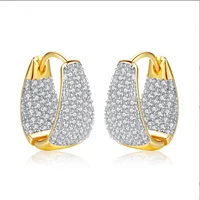 grier big oval circle size zircon stud earrings for women popular super shiny wedding 18k gold earring birthday jewelry gift