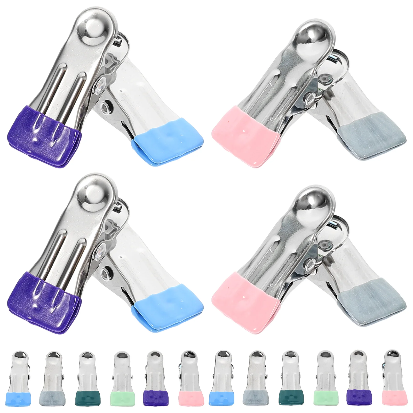 

30 Pcs Stainless Steel Clothespin Plastic Clothespinss Securing Food Bags Fabric Hanger Baby Chips Clothespins