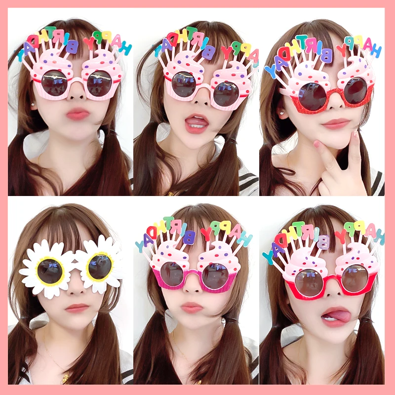 

Cakelove Birthday Party Glasses Photography Props Rainbow Sunglasses Happy Birthday Decoration Kids Favor Adult Children Glasses