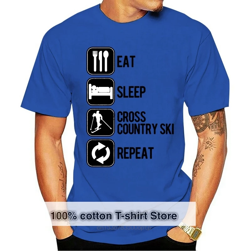 Eat Sleep Cross Country Ski Repeat Sport Silhouette T Shirt