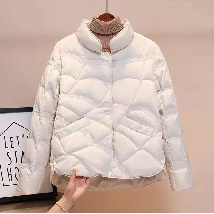 News Down Women Winter Warm Coat Female Short Casual Autumn Jacket White Duck Down Coats Ladies Buttons Pockets Tops M14