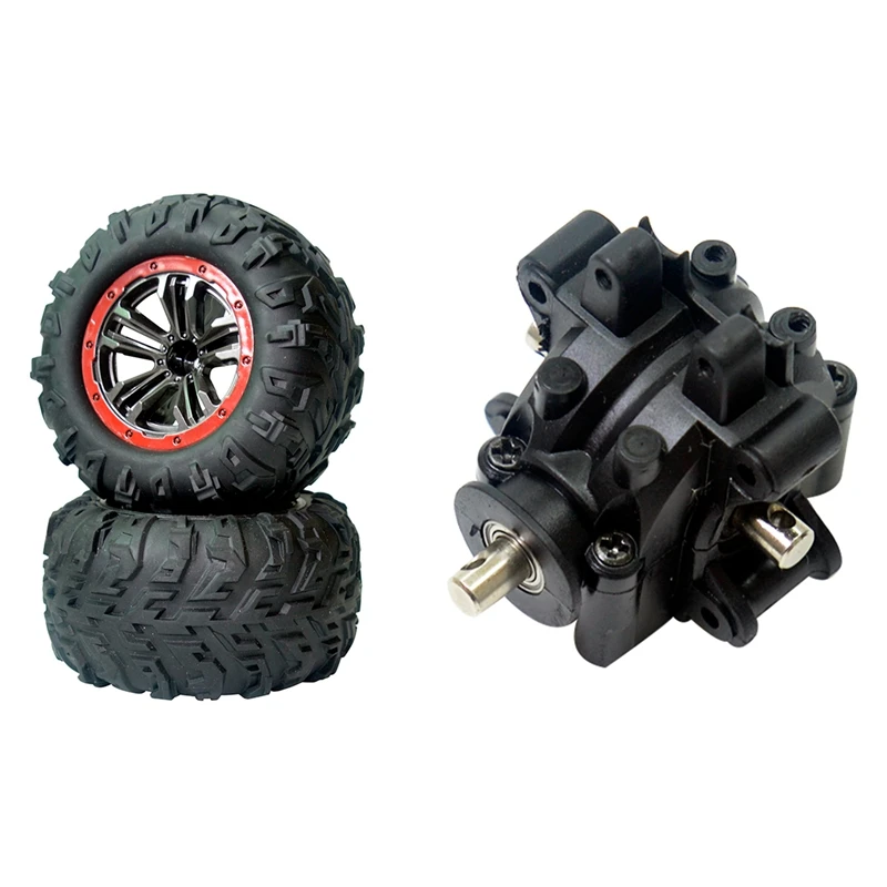 

1 Pcs Front Gearbox Gear Box & 2 Pcs RC Car Wheel Tire Tyres