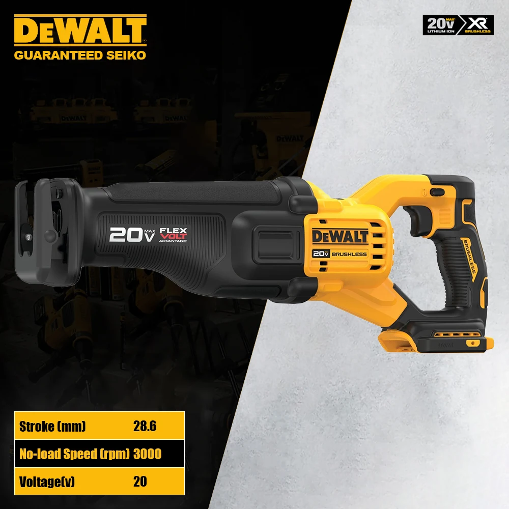 DeWALT DCS386 Cordless Reciprocating Saw Brushless Rechargeable 20v 3000rpm Stroke 28.6mm for Cutting Universal 18v&60v Battery