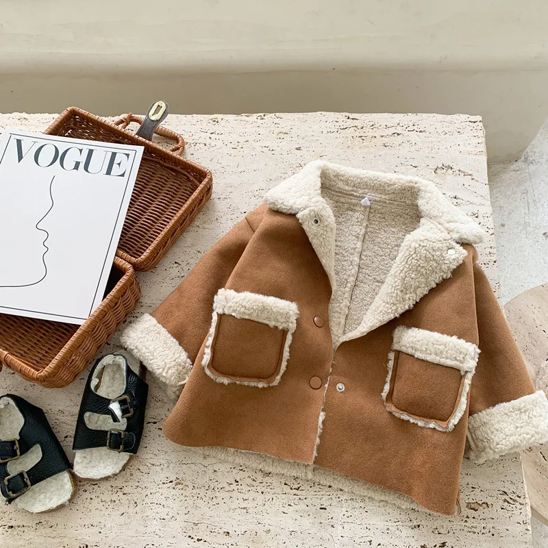 Children's Fashion Winter New Korean Soft Coat Trendy Children's Lamb Wool Top