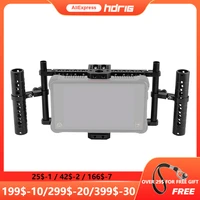 hdrig on camera monitor cage rig with adjustable aluminum cheese handle cheese bar 15mm rod for 5 inch 7 inch monitor