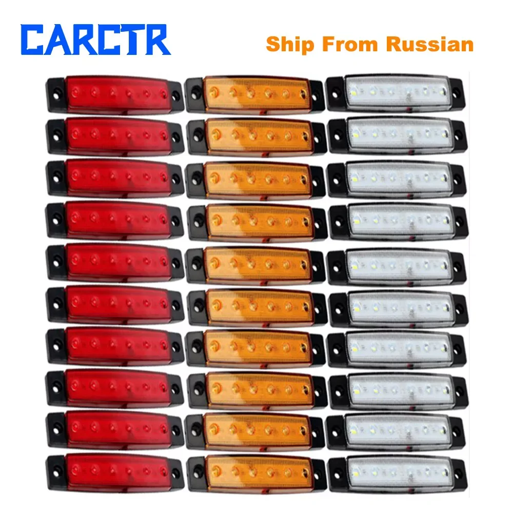 

CARCTR 10Pcs/30Pcs Truck Trailer Side Marker Indicators light Car Signal Brake Rear Warning Tail Light LED 12V 24V Warning Lamp