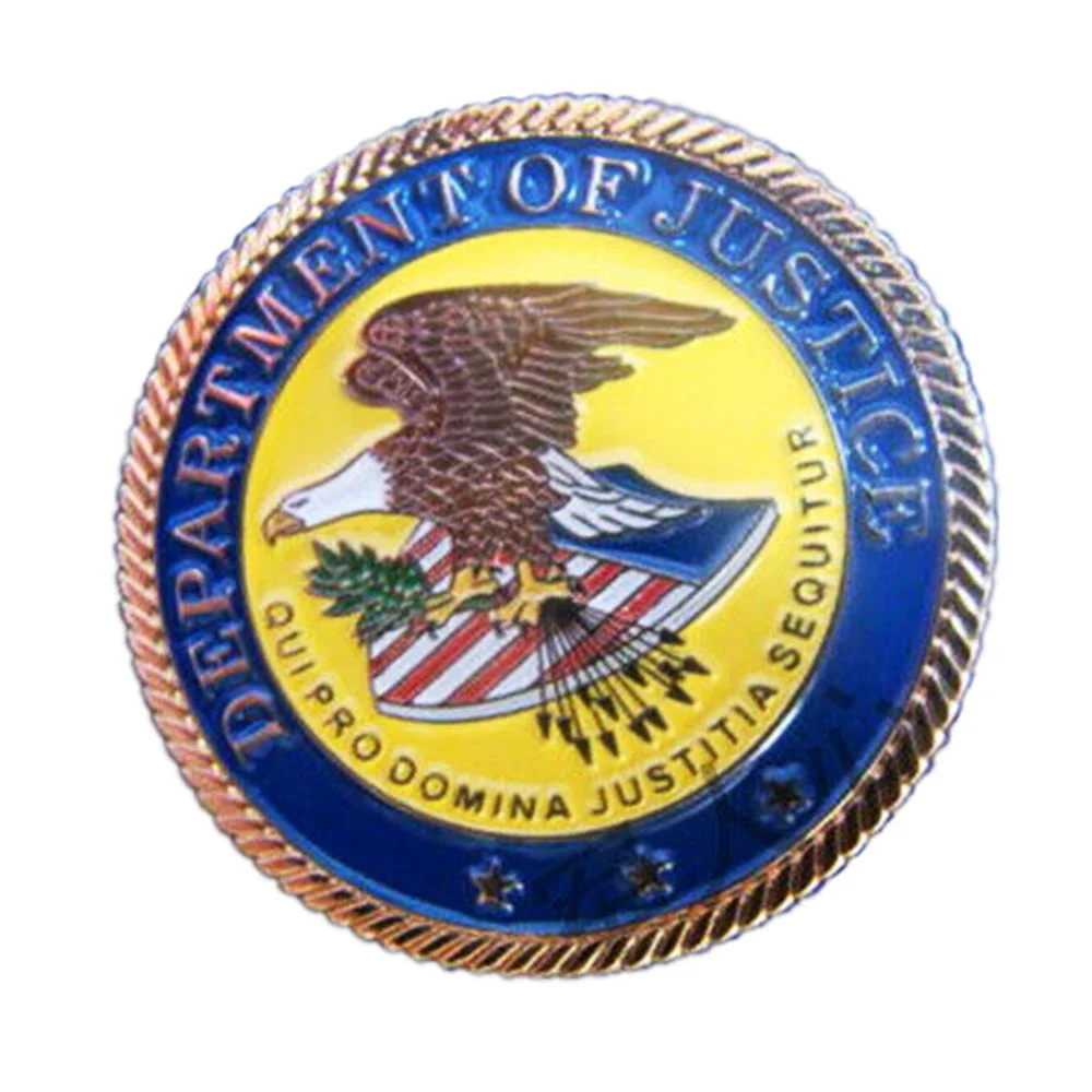 Фото ЗНАЧОК НА ШПИЛЬНИК ИЗ МЕТАЛЛИЧЕСКОГО ОРЛА DOJ DEPARTMENT OF JUSTICE №1
