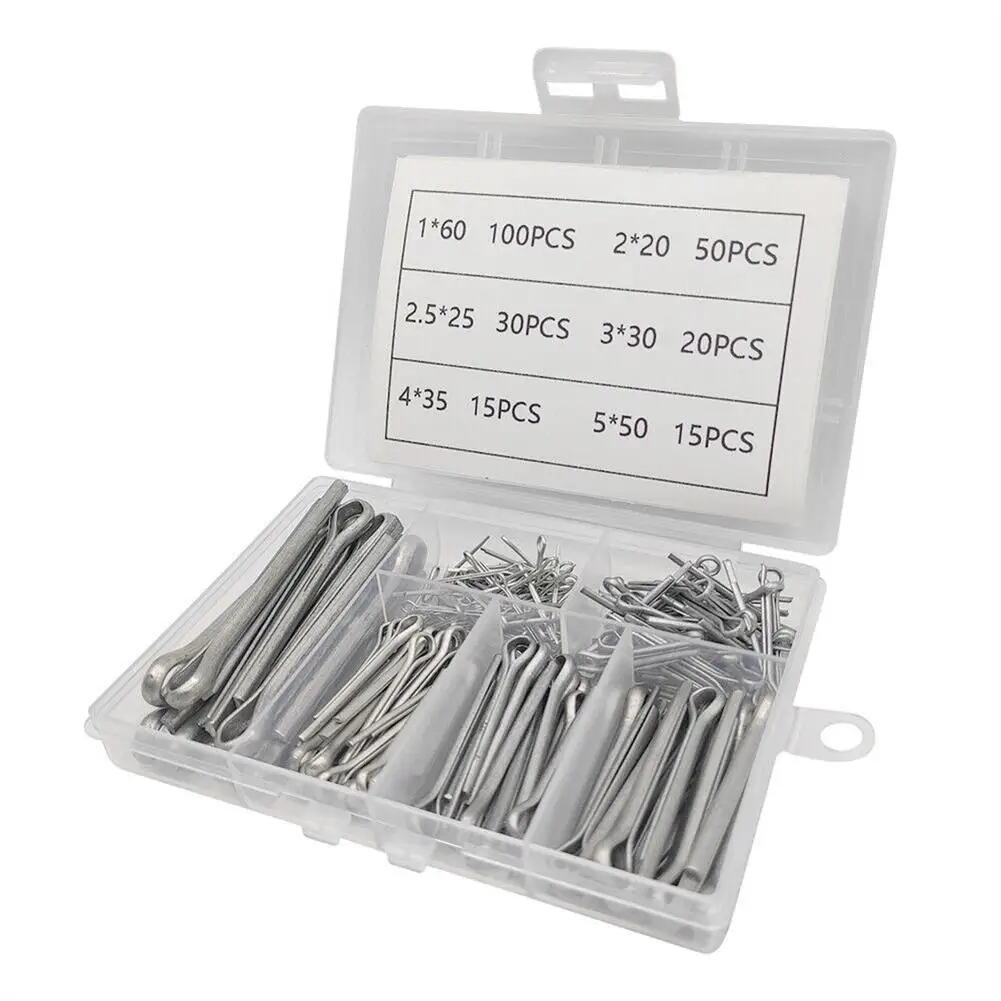 

250Pcs Sliver Split Pins Cotter Fixings Assorted Sizes Zinc Plated Steel Hard Case Link Split Cotter Pin high quality