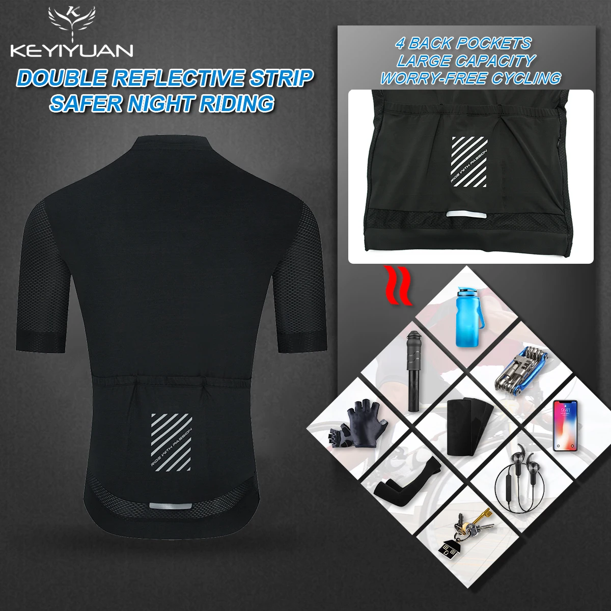 Новинка футболка KEYIYUAN для велоспорта летняя велосипедная рубашка дорожный
