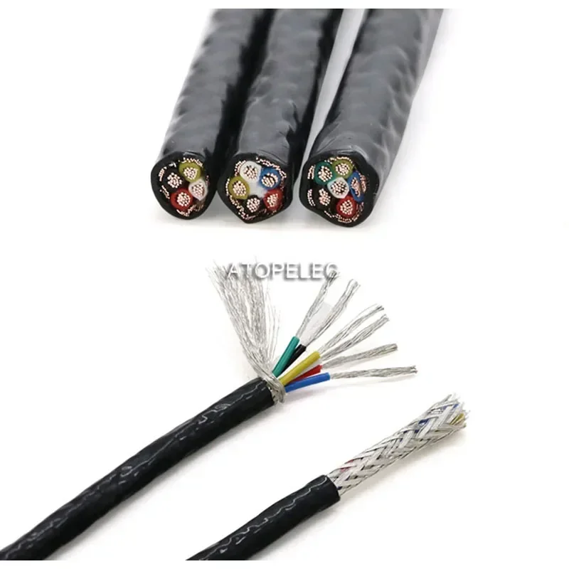 1 м x 24/22/20/18/17/15 AWG FEP, экранированный, 1/2/3/4/5/6 ядер ...
