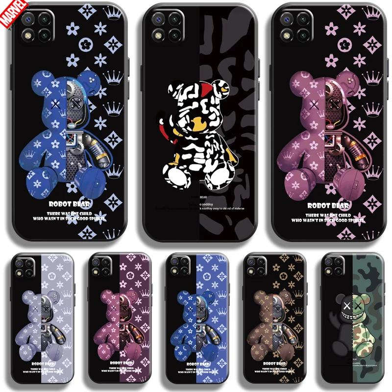 

Luxury Fashion Bear For Xiaomi Redmi 9C 6.53 Inch Phone Case Funda Black Soft Silicone Cover Carcasa Coque