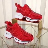 yeddamavis red platform sneakers with non slip rivets for women comfortable sports shoes four seasons tennis zapatos de mujer