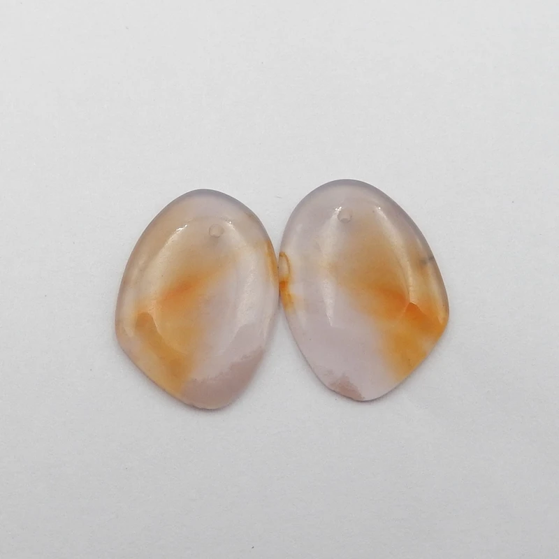 

Natural Nugget Pink Agate Drilled Earring Beads Pair For Earrings Making 19x12x1mm2g