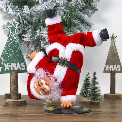 Искусственная кукла Санта-Клаус, забавные рождественские украшения, электрическая ручная подставка, уличные танцы с музыкальными качели, украшения, 1 шт.