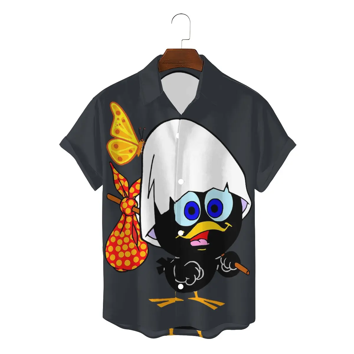 

Calimero Anime Men's Shirts Butterfly Individuality 3D Shirt Harajuku Streetwear New Trend