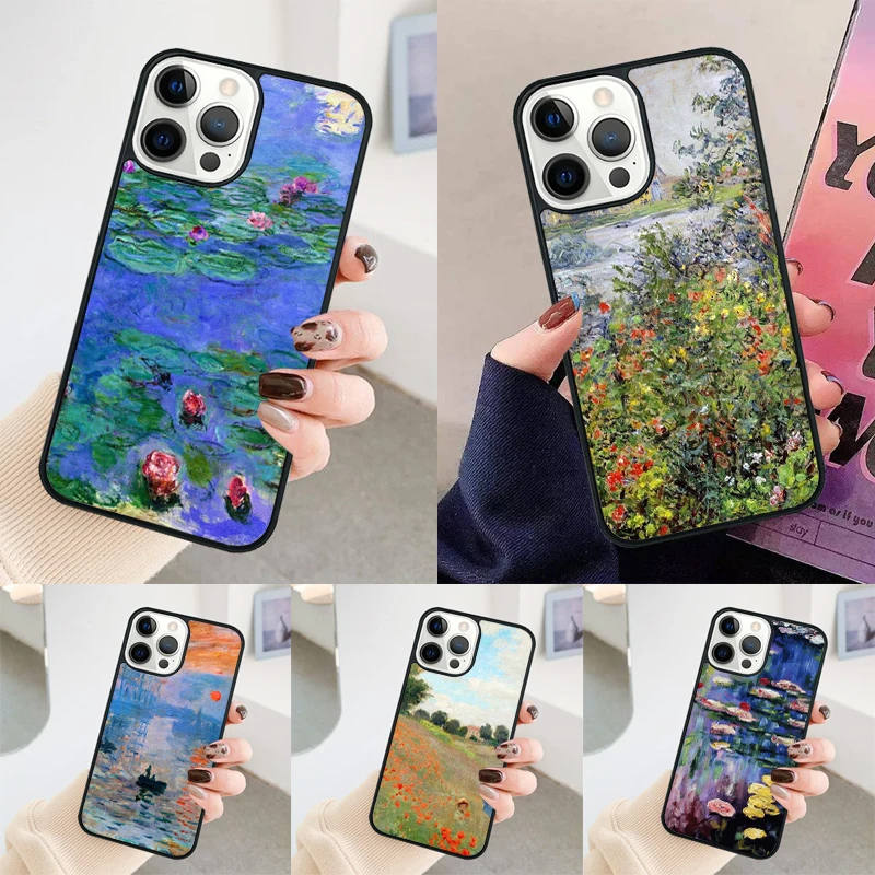 Чехол для телефона Monet с рисунком маслом iPhone 14 15 16 Pro Max SE 2020 чехол apple 11 12 13 Mini 7 8 Plus