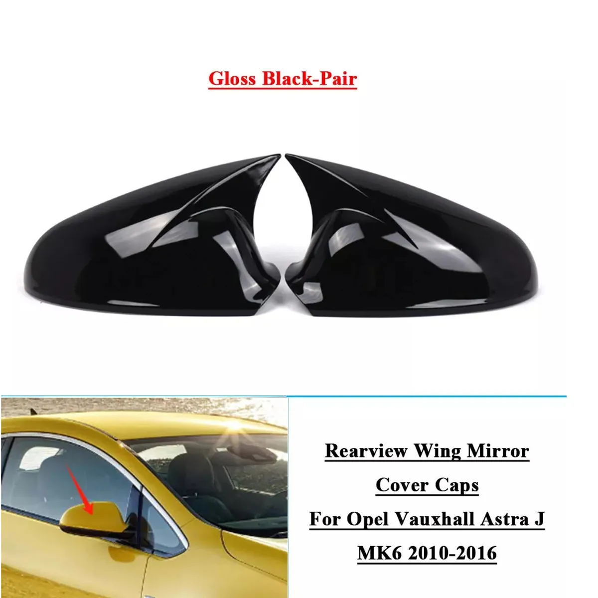 

2 Шт. Накладки На Боковые Зеркала Для Opel Vauxhall Astra J/H MK6 2010-2016, Глянцевые Черные, Из АБС-пластика